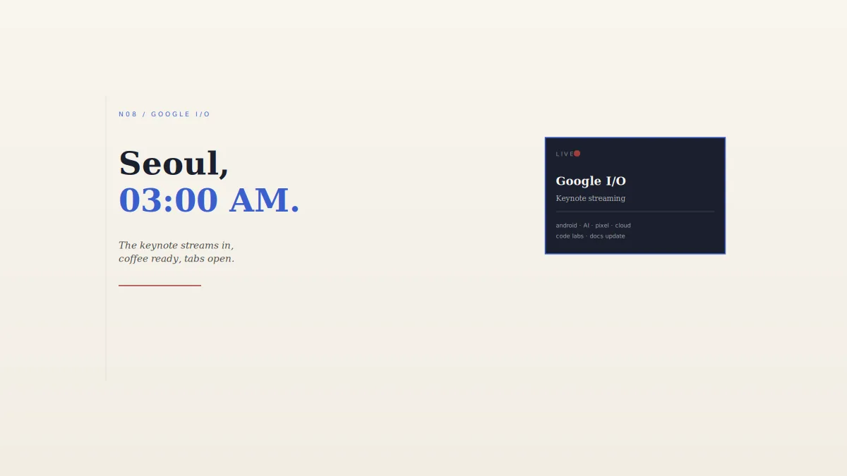 Google I/O 원격 시청 노트 – 시차와 새벽의 학회